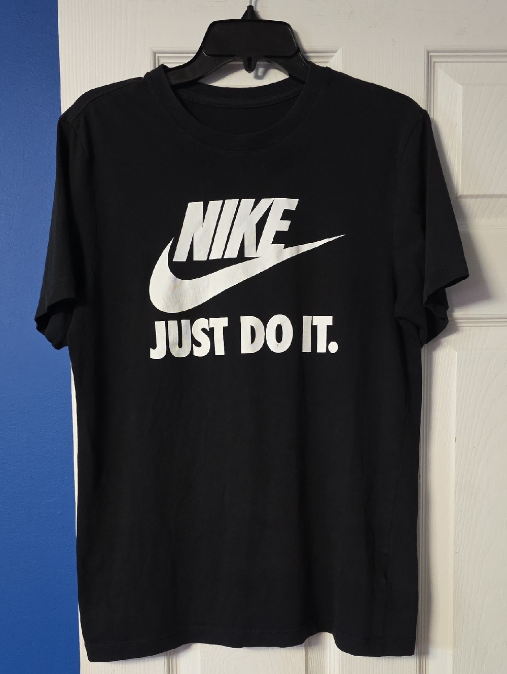 Nike Black Short-Sleeve Tee with White 'Just Do It' Logo